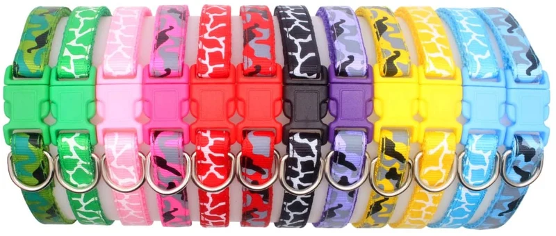 YOY 12 unidades / juego de collares de identificación de cachorros de nailon suave – ajustables reutilizables y lavables, identificación de mascotas para criadores, cuello de 8 a 13 pulgadas