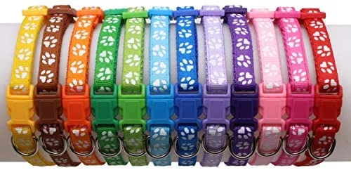 YOY 12 unidades / juego de collares de identificación de cachorros de nailon suave – ajustables reutilizables y lavables, identificación de mascotas para criadores, cuello de 8 a 13 pulgadas
