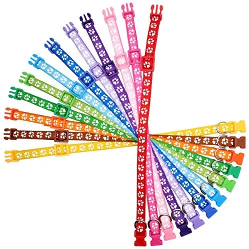 YOY 12 unidades / juego de collares de identificación de cachorros de nailon suave – ajustables reutilizables y lavables, identificación de mascotas para criadores, cuello de 8 a 13 pulgadas