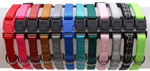 YOY 12 unidades / juego de collares de identificación de cachorros de nailon suave – ajustables reutilizables y lavables, identificación de mascotas para criadores, cuello de 8 a 13 pulgadas