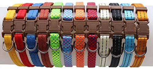 YOY 12 unidades / juego de collares de identificación de cachorros de nailon suave – ajustables reutilizables y lavables, identificación de mascotas para criadores, cuello de 8 a 13 pulgadas