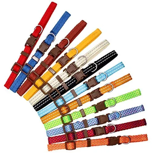 YOY 12 unidades / juego de collares de identificación de cachorros de nailon suave – ajustables reutilizables y lavables, identificación de mascotas para criadores, cuello de 8 a 13 pulgadas