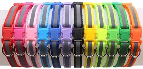YOY 12 unidades / juego de collares de identificación de cachorros de nailon suave – ajustables reutilizables y lavables, identificación de mascotas para criadores, cuello de 8 a 13 pulgadas