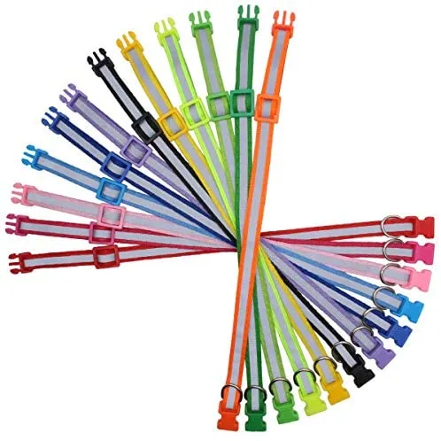 YOY 12 unidades / juego de collares de identificación de cachorros de nailon suave – ajustables reutilizables y lavables, identificación de mascotas para criadores, cuello de 8 a 13 pulgadas