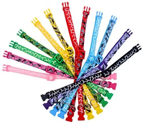 YOY 12 unidades / juego de collares de identificación de cachorros de nailon suave – ajustables reutilizables y lavables, identificación de mascotas para criadores, cuello de 8 a 13 pulgadas