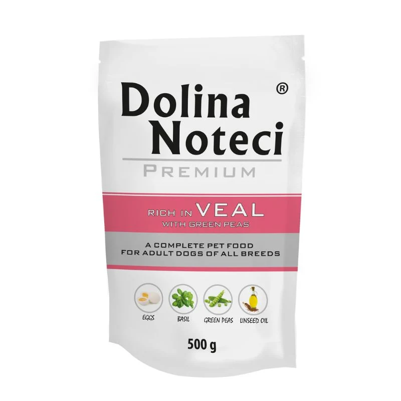 COMIDA HUMEDA PERROS DOLINA NOTECI PREMIUM TERNERA CON GUISANTES 12 X 500 G