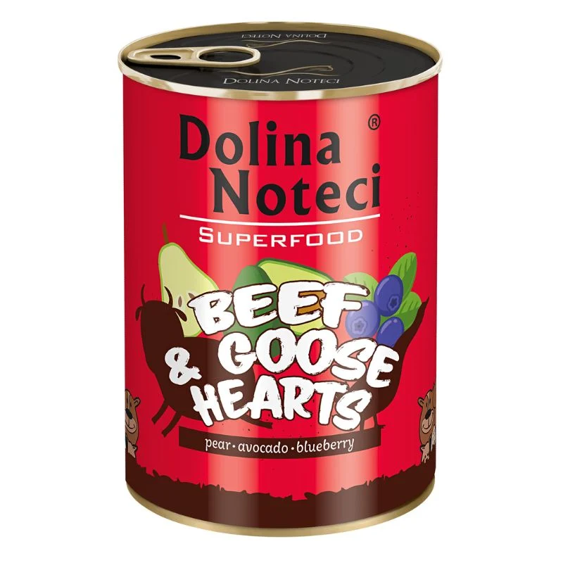 COMIDA HUMEDA PERROS DOLINA NOTECI BUEY Y CORAZONES DE OCA 6 X 400 G