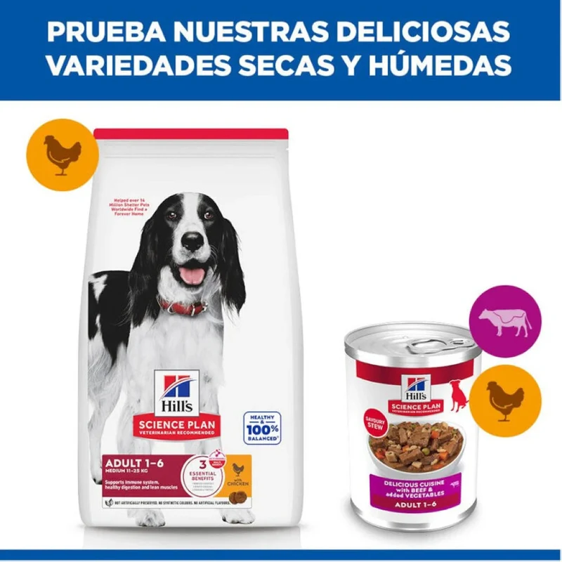 Hill's Science Plan Adult Estofado con Vacuno y Verduras Lata Húmeda para Perros