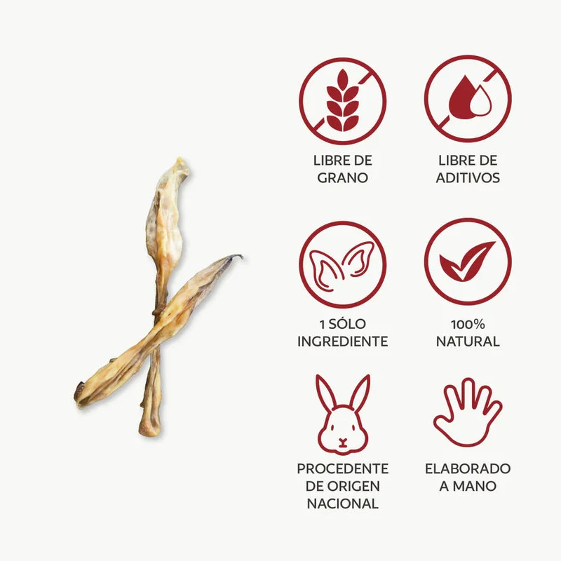 Hobbitalf Orejas de Liebre 3 uds Snack Natural para Perros