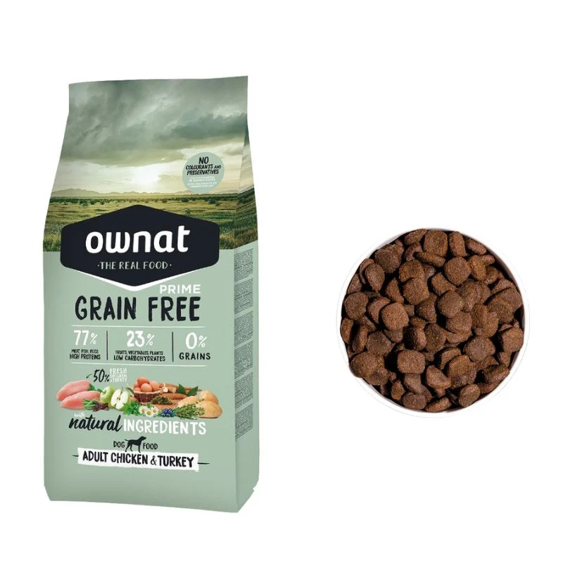 OWNAT GRAIN FREE PRIME PERRO ADULT POLLO Y PAVO 12 KG
