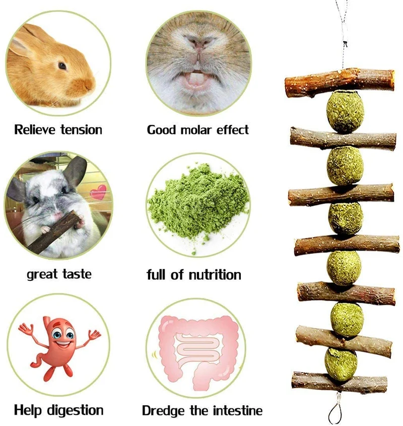 Petawi Rabbit Chinchilla Treats and Chews Toys for Teeth Natural Organic Apple Wood Chew Sticks Pet Supplies for Chinchilla Dwarf Rabbit Guinea Pig Rat Hamster Squirrel