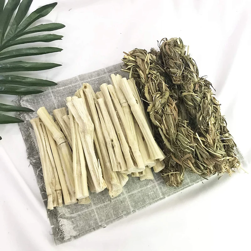 10.58 oz Conejito Dulce Bambú Masticar Palos Timothy Heno Twists Masticar Tratos Naturales para Conejos Gerbils Guinea Pigs Chinchillas Hámsters Ardillas
