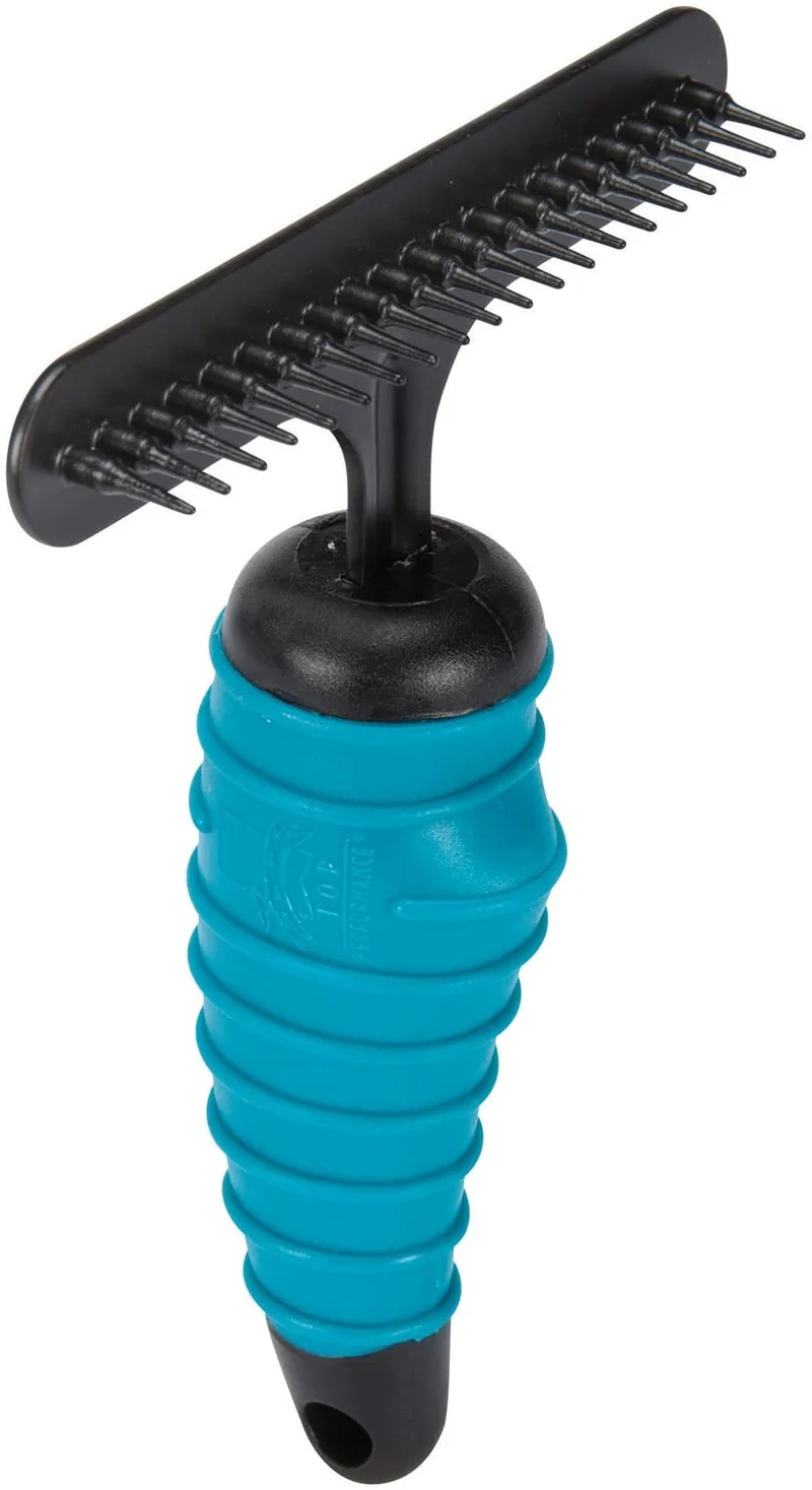 Master Grooming Herramientas ergonómico UNDERCOAT Pets Rastrillo con 20 corto Pasadores de acero, color negro