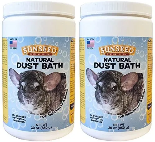 (2 unidades) sunseed Natural polvo baño para chinchillas, Contenedor de 30 onzas por