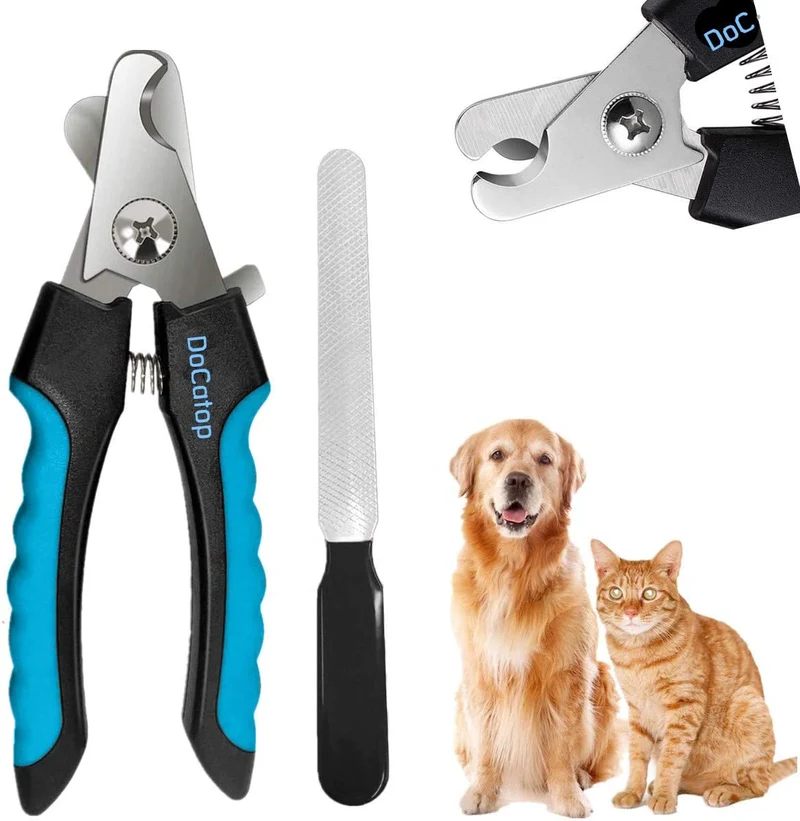 Dog Nail Clippers Pet Nail Trimmers Nail File Set Razor Sharp Blades Safety Guard Sturdy Non Slip Handles Professional Grooming Tool for Large and Small Animals Vet Recommended