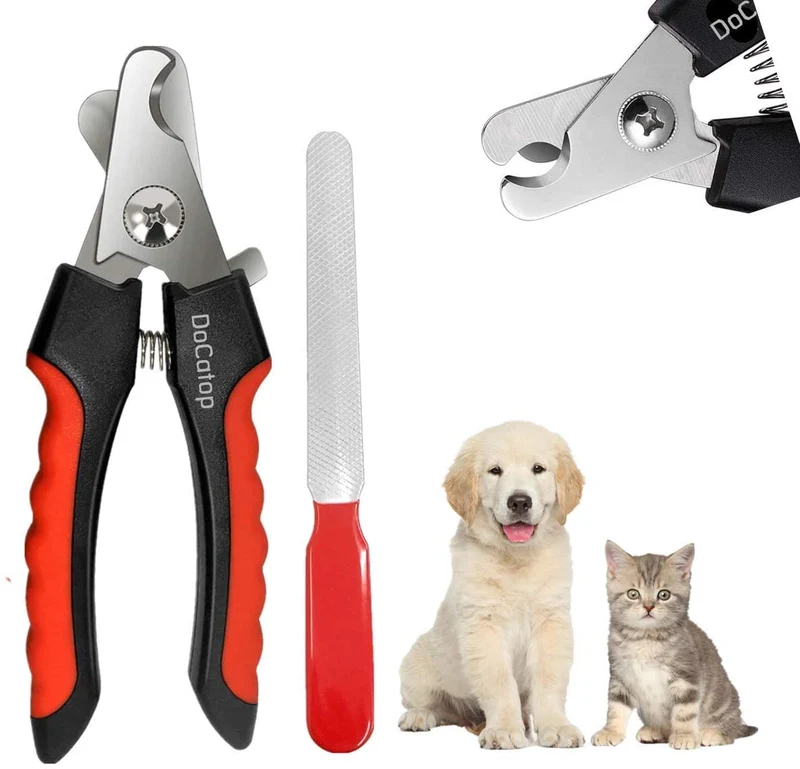 Dog Nail Clippers Pet Nail Trimmers Nail File Set Razor Sharp Blades Safety Guard Sturdy Non Slip Handles Professional Grooming Tool for Large and Small Animals Vet Recommended