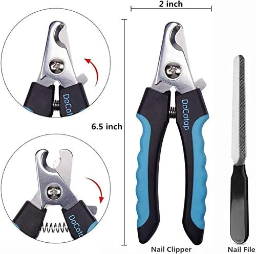 Dog Nail Clippers Pet Nail Trimmers Nail File Set Razor Sharp Blades Safety Guard Sturdy Non Slip Handles Professional Grooming Tool for Large and Small Animals Vet Recommended