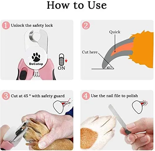Dog Nail Clippers Pet Nail Trimmers Nail File Set Razor Sharp Blades Safety Guard Sturdy Non Slip Handles Professional Grooming Tool for Large and Small Animals Vet Recommended