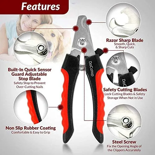 Dog Nail Clippers Pet Nail Trimmers Nail File Set Razor Sharp Blades Safety Guard Sturdy Non Slip Handles Professional Grooming Tool for Large and Small Animals Vet Recommended