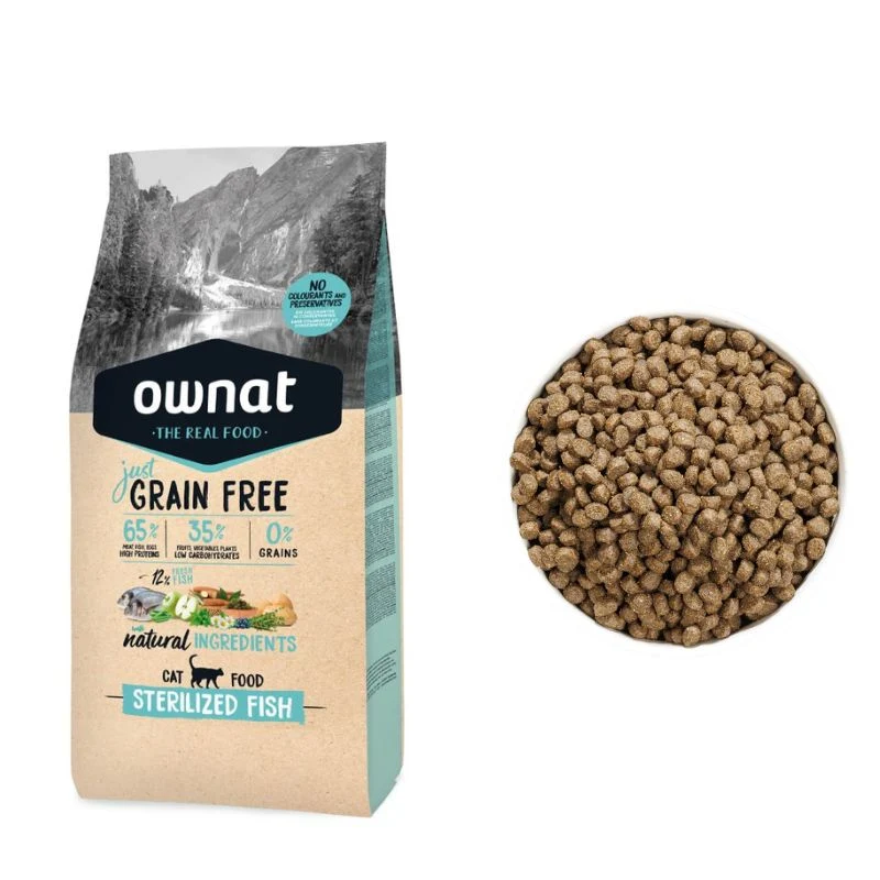 OWNAT GRAIN FREE JUST STERILIZED FISH GATOS 8 KG