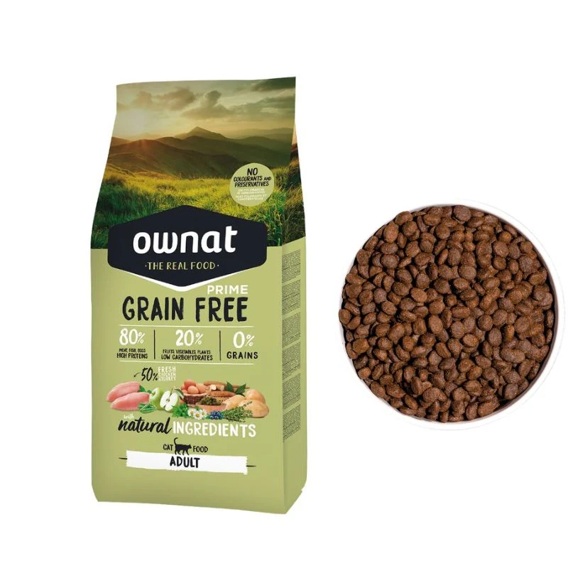 OWNAT GRAIN FREE PRIME ADULT CHICKEN AND TURKEY GATOS 8 KG