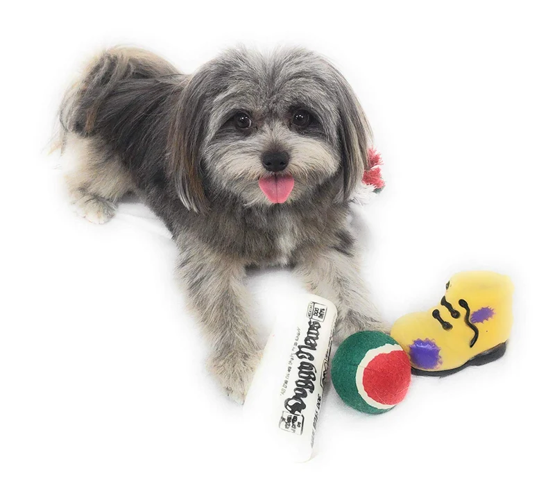 Calcetín de Navidad para perros Pack de juguete para periódico Squeaky, juguete para botas Squeaky, una pelota de tenis roja, verde y blanca y una cuerda de algodón roja, blanca y verde.