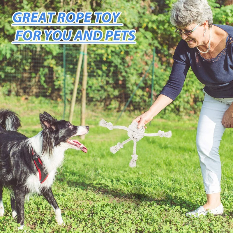 Juguete para perro de cuerda para masticadores agresivos, juguetes interactivos para masticar perros – Cuerda de nudo grueso y bolas de guerra – Algodón natural – Limpieza de dientes de perro – Resistente y duradero – Ideal para entrenamiento de perros