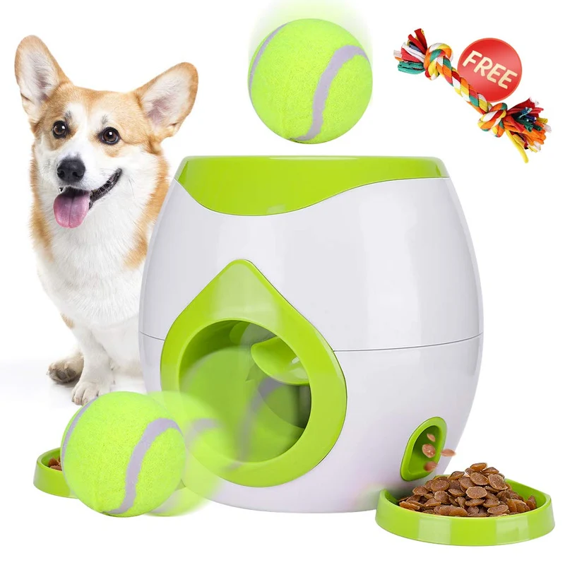 Juguetes interactivos para mascotas, para perros, rompecabezas, dispensador de alimentos, pelota de tenis, máquina de lanzamiento, juguete de recompensa para gatos, FDA