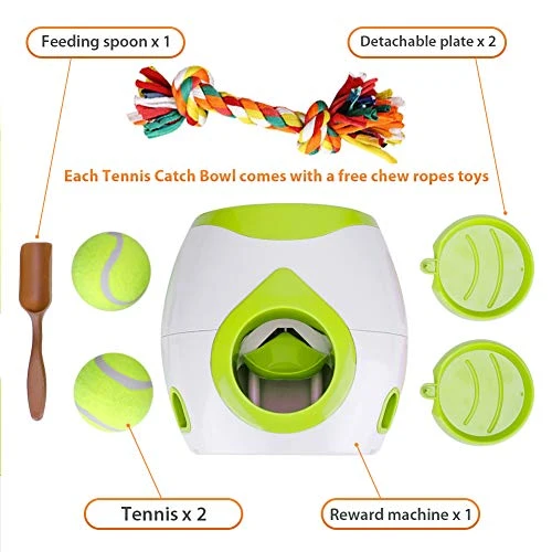 Juguetes interactivos para mascotas, para perros, rompecabezas, dispensador de alimentos, pelota de tenis, máquina de lanzamiento, juguete de recompensa para gatos, FDA