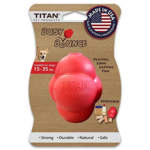 Titan Busy Bounce, Juguete para perro resistente y duradero con rebote impredecible | Fabricado en Estados Unidos