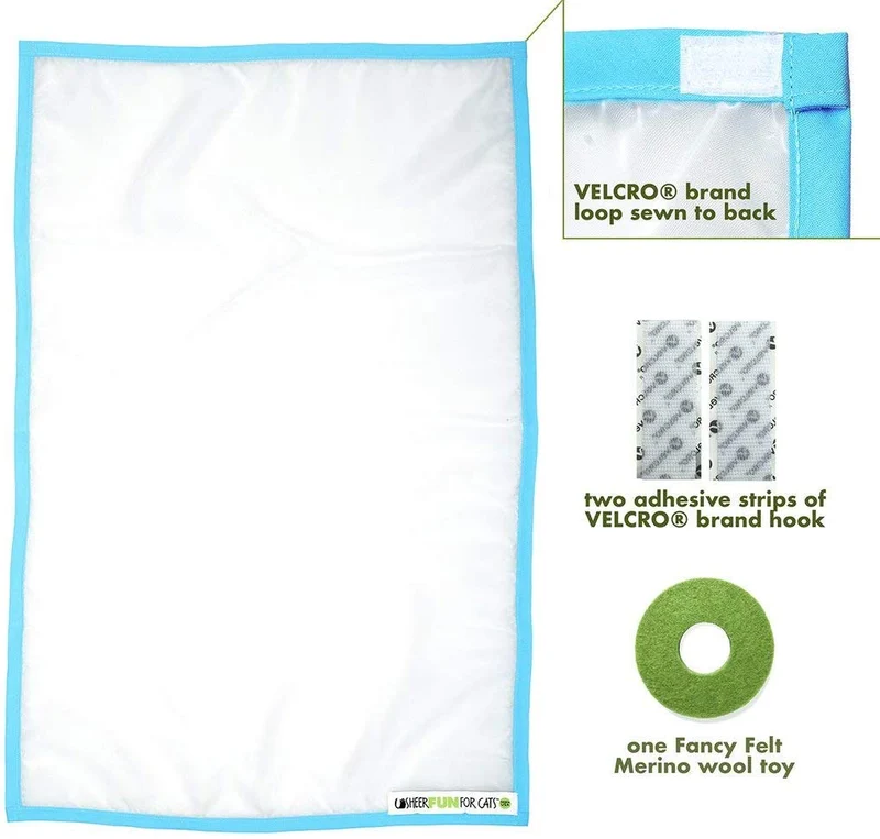 Sheer Fun For Cats, Interactive cat Toy, Made in USA, Stimulate Hunting Instincts for Your cat, Versatile, Quiet, Crinkle Edges, Cats, Kittens, playmat, Bed, Hide and Seek, Blue and White, 32"x18"