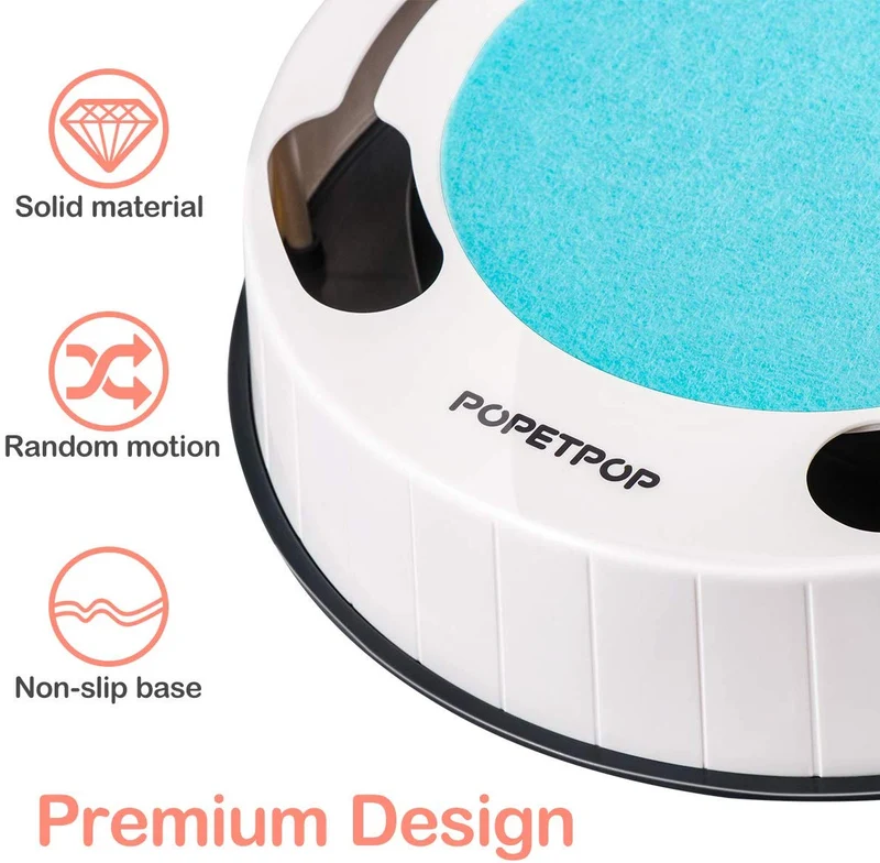POPETPOP Juguete interactivo para gato con ratón giratorio electrónico y almohadilla para rascar para mascotas, gatos, gatos, juguetes, diversión