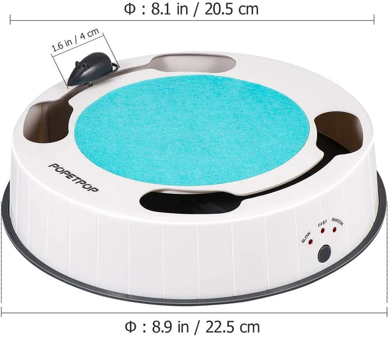POPETPOP Juguete interactivo para gato con ratón giratorio electrónico y almohadilla para rascar para mascotas, gatos, gatos, juguetes, diversión
