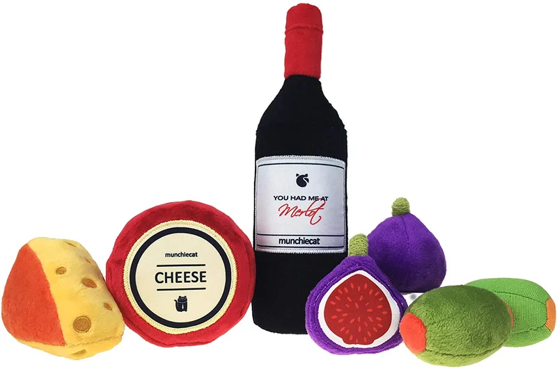 munchiecat Wine and Cheese Toys for Cats | Unique Gift for Cat Adoption, Wine Lovers, Housewarming Gift