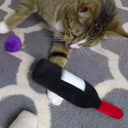 munchiecat Wine and Cheese Toys for Cats | Unique Gift for Cat Adoption, Wine Lovers, Housewarming Gift