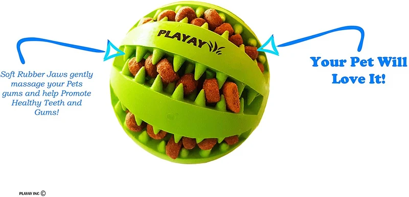 TOY IQ pelota para perros y gatos [objeto Dental] [Resistente a mordidas] Durable No tóxico- sin BPA potente limpiador de dientes Juguete de perros bolas para mascotas entrenamiento CI/juegos/masticación, goma suave, rebota, tamaño de la bola de tenis