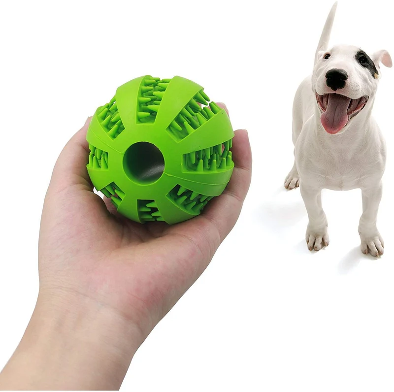 TOY IQ pelota para perros y gatos [objeto Dental] [Resistente a mordidas] Durable No tóxico- sin BPA potente limpiador de dientes Juguete de perros bolas para mascotas entrenamiento CI/juegos/masticación, goma suave, rebota, tamaño de la bola de tenis