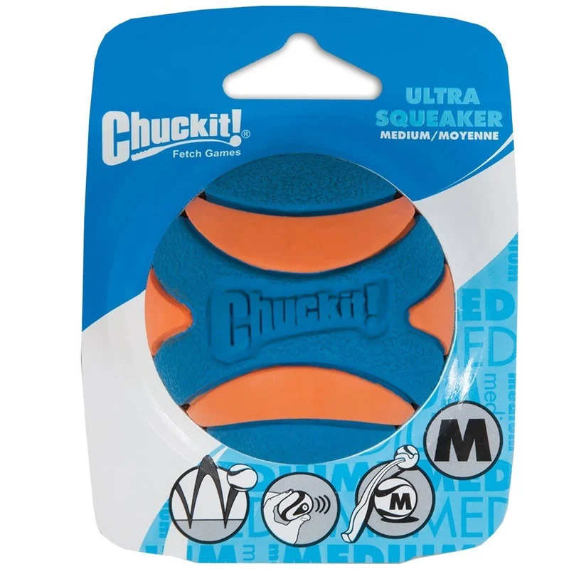 CHUCKIT Pelota ultra chirriadora para perros pequeños, pequeña, M