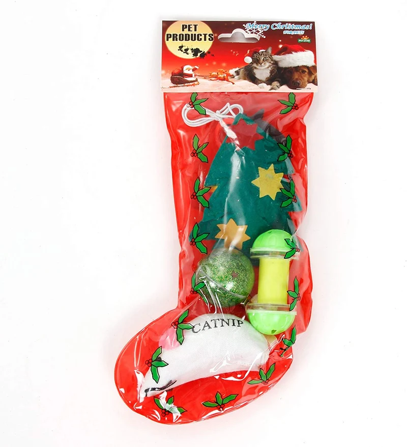 Pawz Road Pet Cat Feliz Navidad Set De Regalo 6 juguetes 1 Paquete calcetín forma cat Teaser Presents