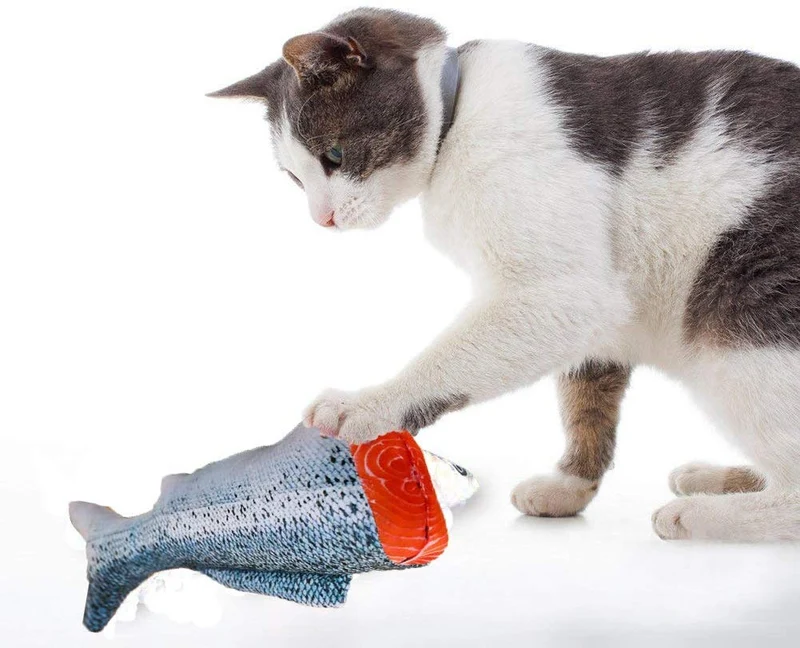 pepoot 30CM/11.8” Catnip Toys Cat Toys Kitten Fish Toys with Zipper Plush Fishes Replaceable Catnip Interactive Pets Chew Toys for Kitty Pet Supplies