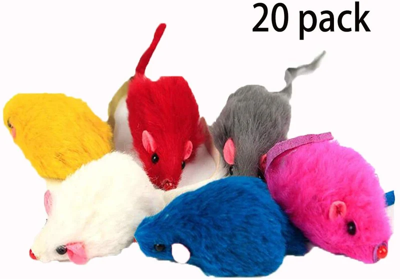 Kissmi - Paquete de 20 juguetes para gatos de peluche, ratón, ratón, ratón, gato, color surtido
