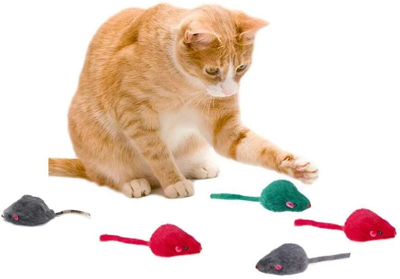 Kissmi - Paquete de 20 juguetes para gatos de peluche, ratón, ratón, ratón, gato, color surtido