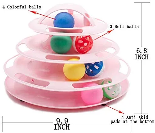 Fashion's Talk Kitten surtido de 4 niveles de torres de juguete interactivo, cepillo de aseo para gatos, pluma de gato, 2 vías de túnel, cubierta de lata de gato, cuenco de agua portátil para gato, cachorro, gatito