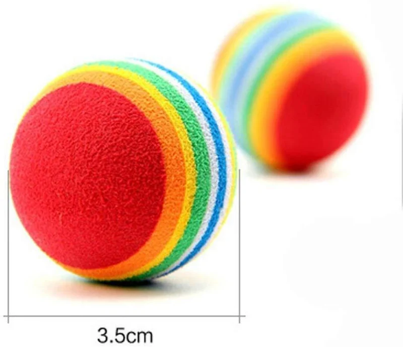 12pcs Esponja Ball Cat Toy suave espuma de arco iris Play bolas interactivo Gatitos Pet juguetes