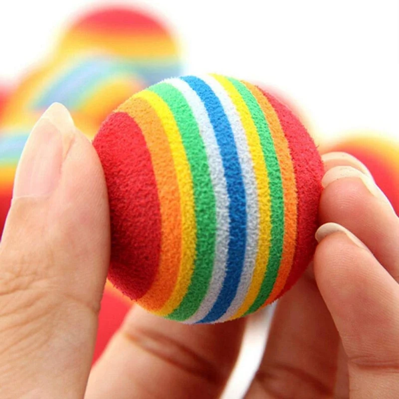 12pcs Esponja Ball Cat Toy suave espuma de arco iris Play bolas interactivo Gatitos Pet juguetes