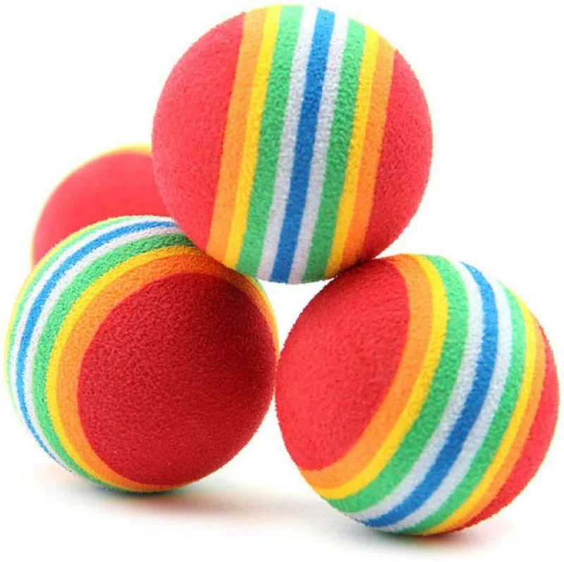12pcs Esponja Ball Cat Toy suave espuma de arco iris Play bolas interactivo Gatitos Pet juguetes