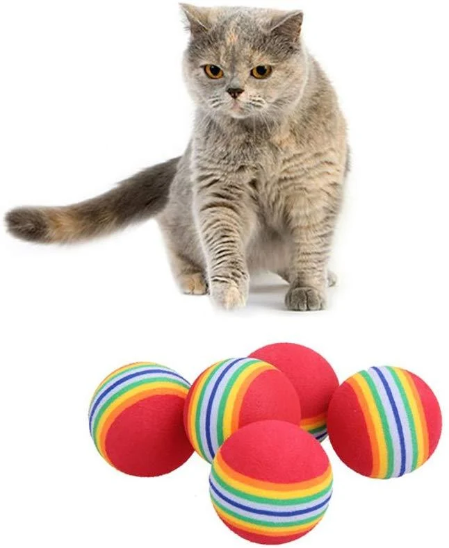 12pcs Esponja Ball Cat Toy suave espuma de arco iris Play bolas interactivo Gatitos Pet juguetes