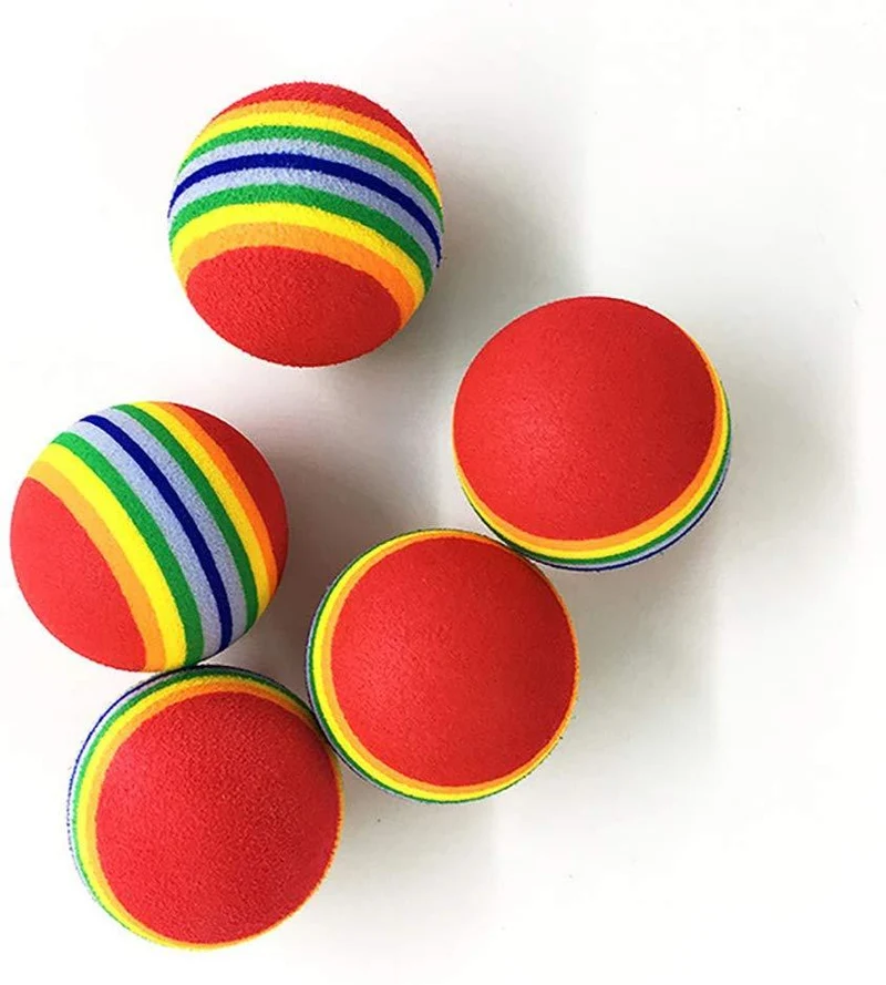 12pcs Esponja Ball Cat Toy suave espuma de arco iris Play bolas interactivo Gatitos Pet juguetes