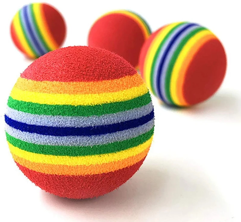 12pcs Esponja Ball Cat Toy suave espuma de arco iris Play bolas interactivo Gatitos Pet juguetes