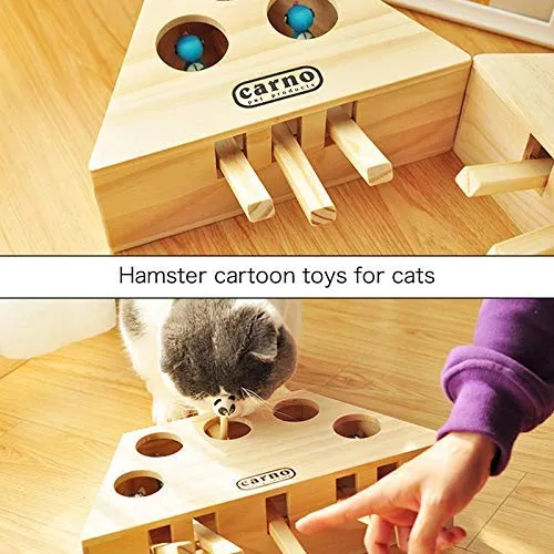 Volwco - Juguete interactivo de madera maciza con diseño de gato